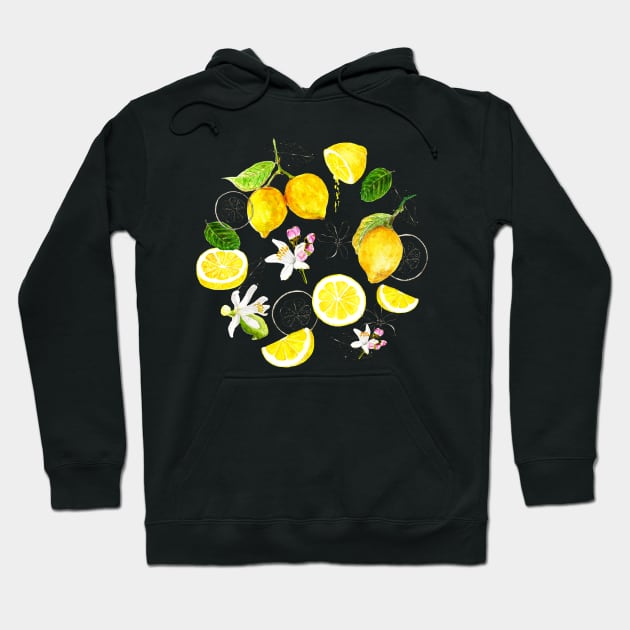 Hand painted lemon blossom design Hoodie by Ellunardegloria